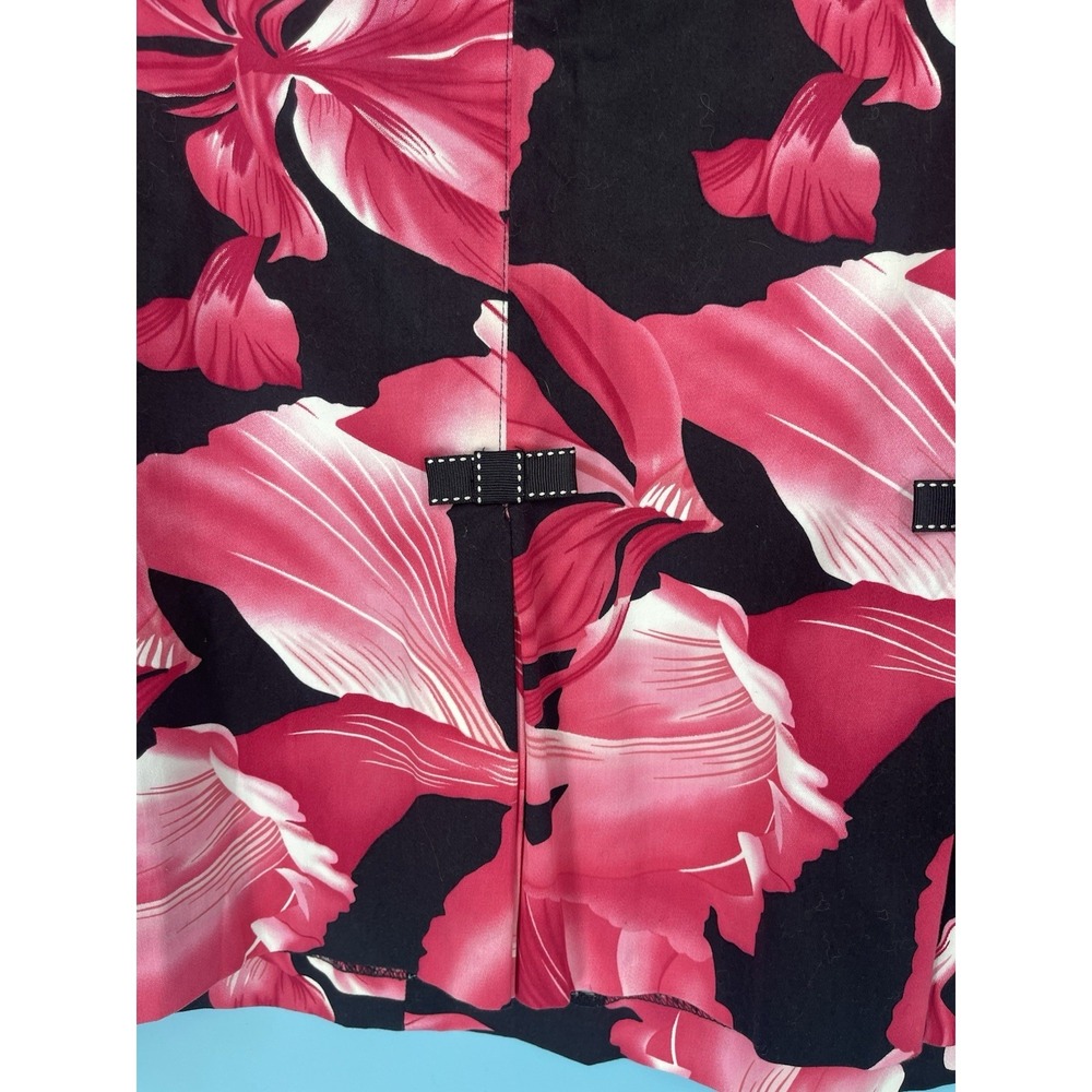 Carolina Blues Black Pink Floral Skirt W/Hem Pleats & Bows Feminine Zipper 24W - Picture 3 of 7